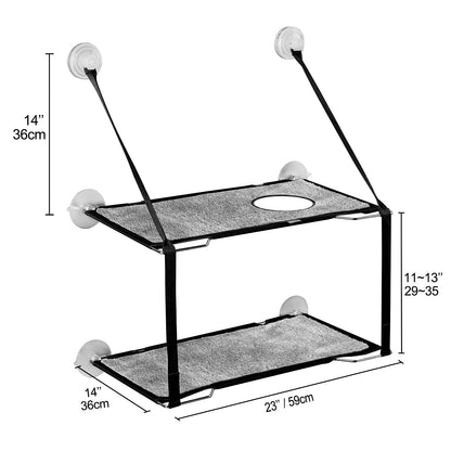 LIFIS Double-Deck Cat Window Perch Up to 55lb Folding Cat Bed for Window Hammock Metal Frames Soft Mats Sunny Seat